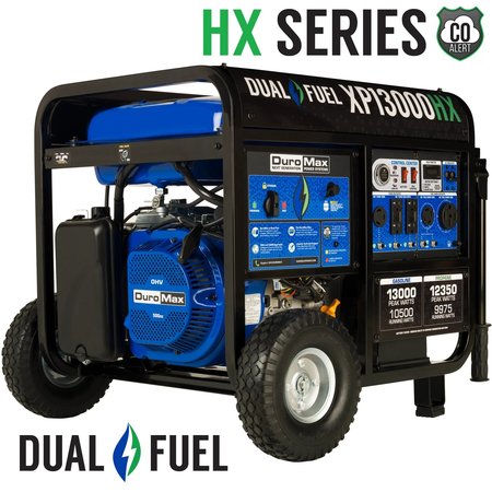 DUROMAX Portable Generator, Gasoline/Liquid Propane, 10,500 W/9,975 W Rated, 13,000 W/12,350 W Surge XP13000HX